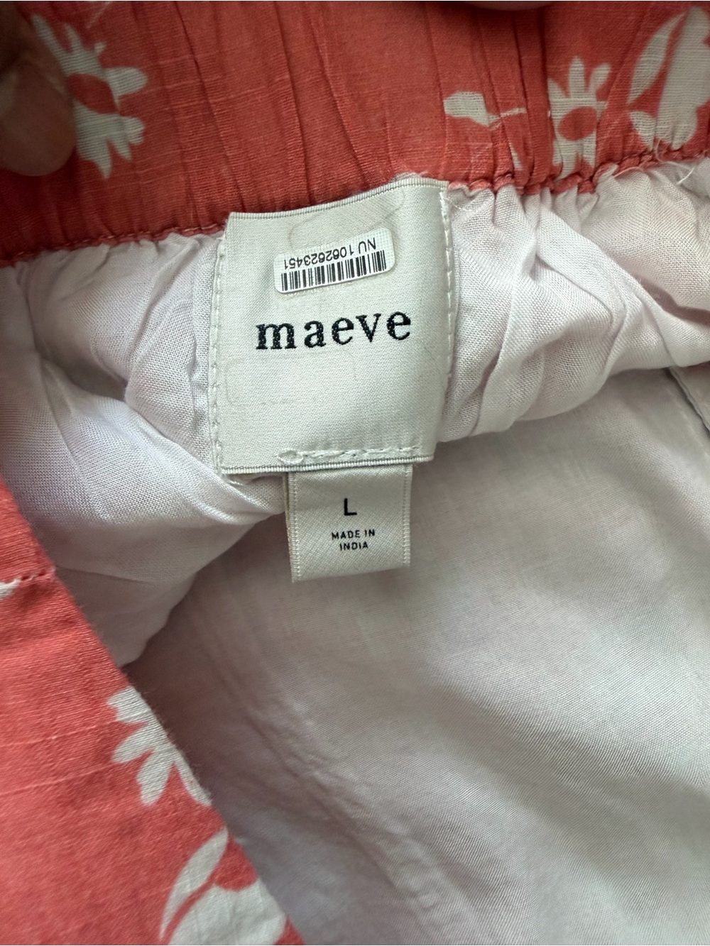 Maeve Coral One-Shoulder Floral Shirtdress with White Trim - Picture 7 of 7